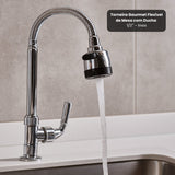 Torneira Gourmet Flexível de Mesa com Ducha 1/2'' - Inox